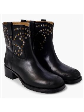 NEW in Box Free People Leather Harmony Studded Boots Black Size 9